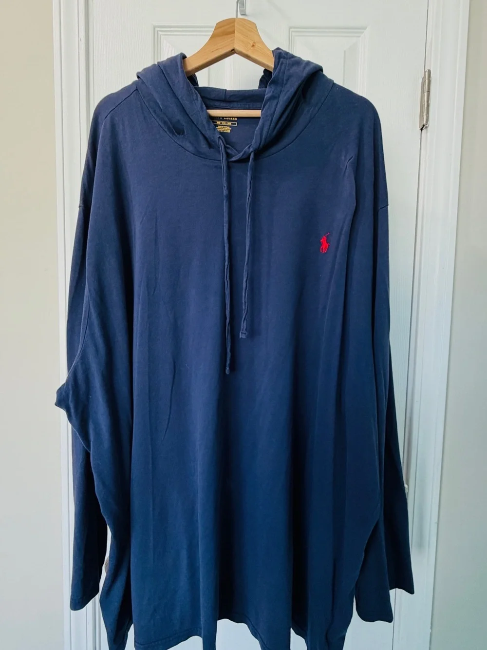Polo by Ralph Lauren Navy Hooded Long-Sleeve Shirt with Red Logo
